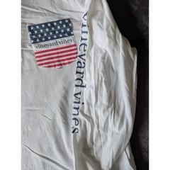 Vineyard Vines Mens XL White Long Sleeve American Flag Pocket T-Shirt Patriotic