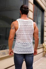 Mens See Through Vest Crewneck Sleeveless Tank Tops Muscle Sexy Mesh Shirts
