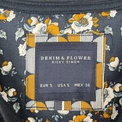 Denim & Flower Floral Ribbed Texture Casual Long Sleeve Top Mens S