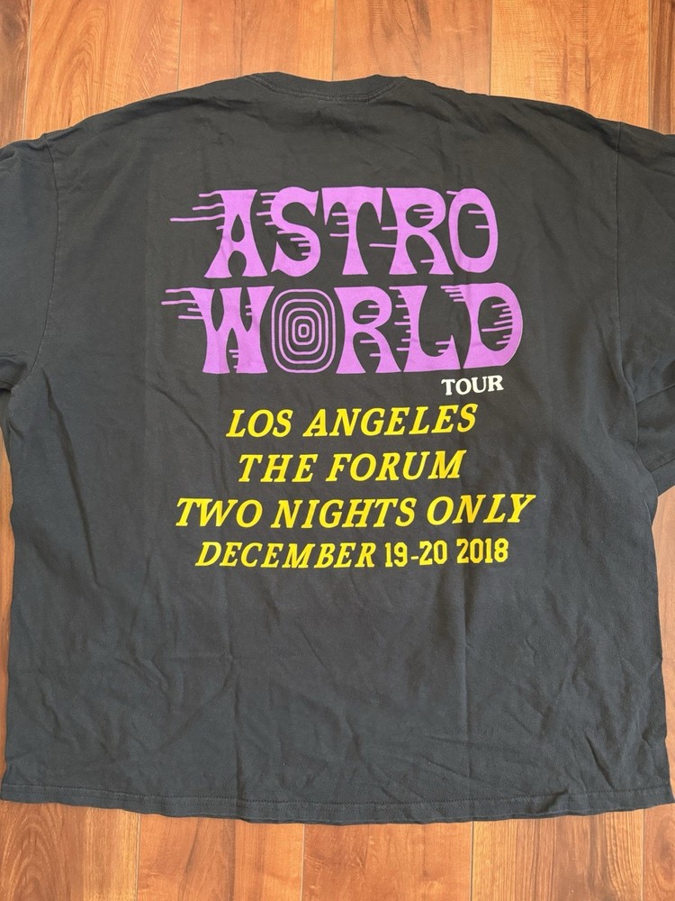 Travis Scott Astroworld Los Angeles The Forum 2018 Black Longsleeve Lakers XXL
