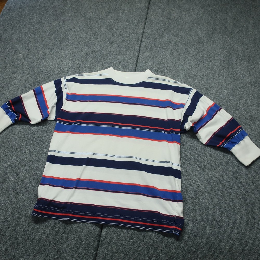 Vintage Levi’s Relaxed Fit T-Shirt Mens M White Blue Striped Crew Neck Comfort