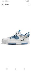 Cucu Fashion White/Blue/Beige Geometric Low Top Lace-Up Athletic Sneakers Men