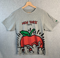 Keith Haring SPRZ NY New York City Big Apple T Shirt Large Gray