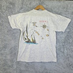 Vintage 90s Four Seasons Resort Nevis WI T Shirt Single Stitch Map Sailboat M