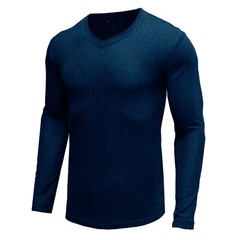 Zonbailon men’s t-shirt solid color quick dry V-neck bottomed shirt long sleeve