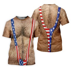 Hairy Body Funny Print Patriotic 3D Shirt, 250th Anniversary 4th Of July HS753