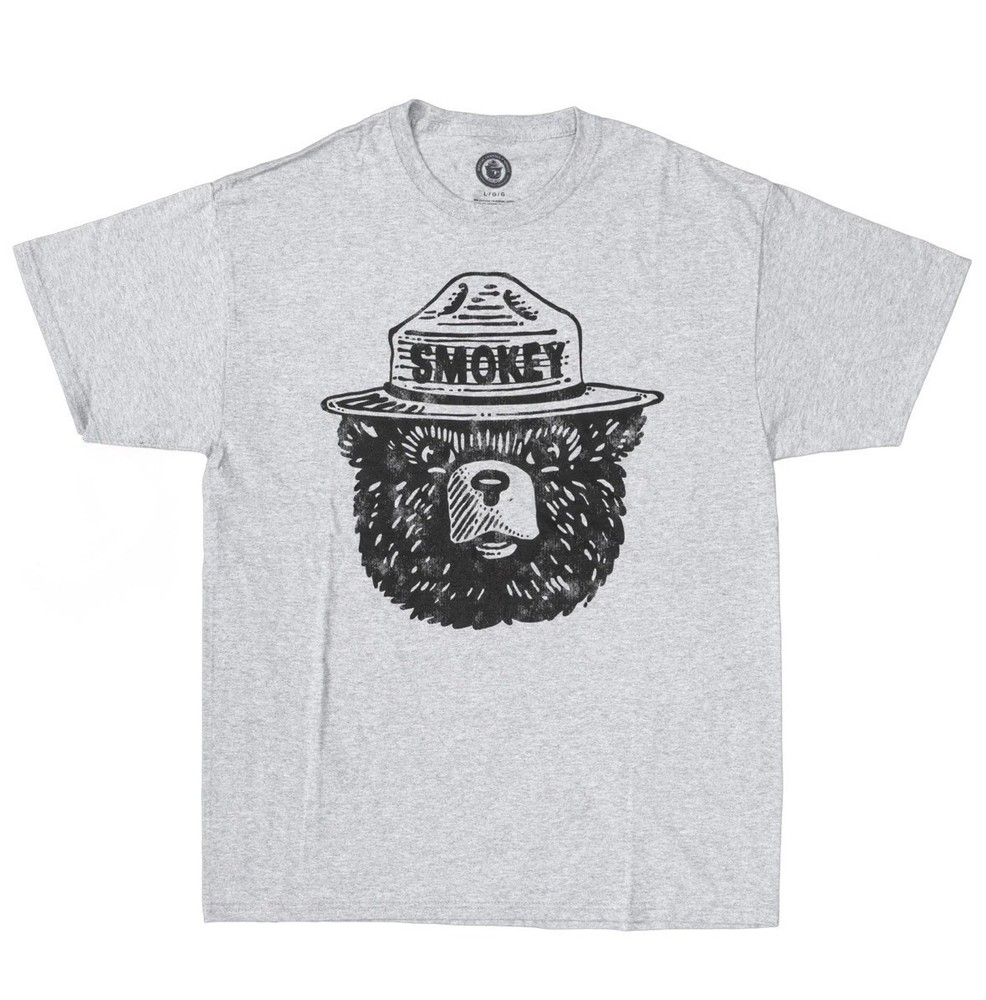 Smokey the Bear Adult Unisex Heather Gray T-Shirt Sz. Large