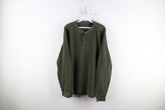 Vtg 90s Streetwear Mens L Faded Heavyweight Thermal Waffle Knit Henley T-Shirt