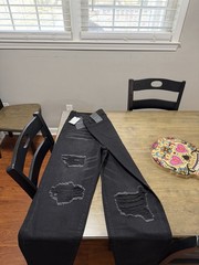 Embellish Distressed Straight Black Denim Men’s Jeans 5-Pocket Design