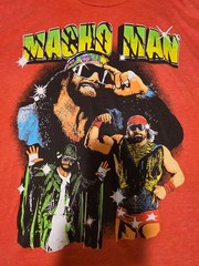 WWE Official Macho Man Orange Soft Ripple Junction T-Shirt Sz Large Excellent