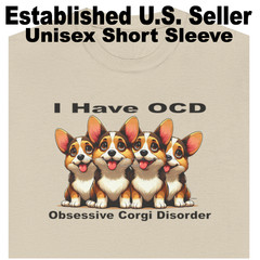 DigiPups Corgi Puppy Dogs OCD Obsessive Corgi Disorder Light Brown T Shirt S-5X