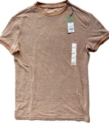NWT Men’s Goodfellow Small Short Sleeve Heathered Apricot/Orange White Pullover