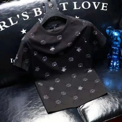 New Men Fashion Diamond Bee Rhinestones Luxury T-Shirt High Quality 3 Colors