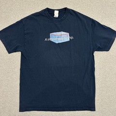 Vintage USPS Priority Mail Flat Rate Box Promo Graphic Tee Navy Double Sided XL