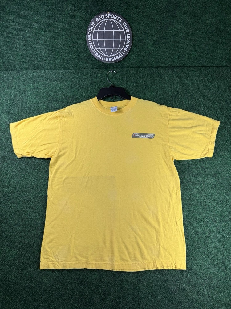 Vintage Old Navy Shirt Mens Sz M Yellow Box Script Logo Sport Athletic 90s y2k