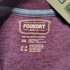 Foundry Men BIG 2XL Burgundy Jaspe Long Sleeve Raglan Baseball Shirt NEW
