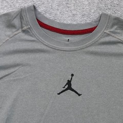 Air Jordan Shirt Men’s Medium Grey Crew Neck Jumpman Logo Lightweight Dri-Fit