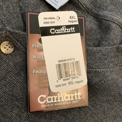 Carhartt Shirt Mens 4XL Gray Long Sleeve Henley Workwear 100% Cotton K200