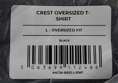 Gymshark Men’s Cotton Oversized Fit Crest Crew Neck T-Shirt ZG3 Black Large NWT