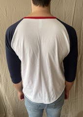 LAT Men’s Size L Red White & Blue 3/4 Sleeve Baseball Raglan Tee