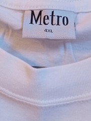 Metro Heavy Weight White T-Shirt, Size 4XL, 100% Cotton, Made in Pakistan