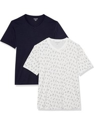 2 Pk. Sz. XS V-Neck Short-Sleeve T-Shirts, Nautical Navy Blue, White w/Sailboats