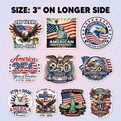 America 250 Years of Freedom Sticker Pack 10Pcs 3 Inch – USA 250Th Anniversary 1