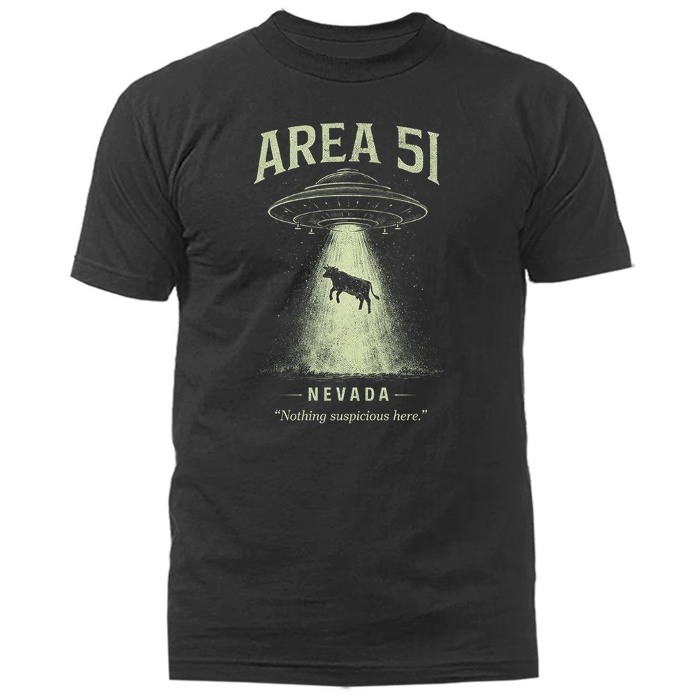 Area 51 UFO Alien Abduction Cow Nevada Sci Fi Humor T-Shirt