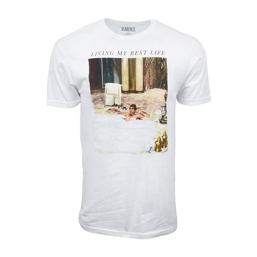SCARFACE MENS LIVING MY BEST LIFE GRAPHIC T SHIRT