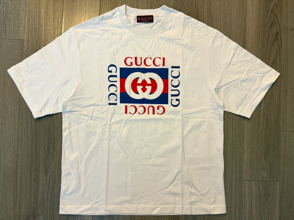 Gucci Cotton Jersey Printed Tee Shirt white sz M