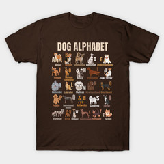 Dog Alphabet T-Shirt Cute ABC Breeds Graphic Tee Gift for Dog Lover Teacher Kids