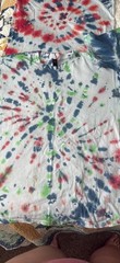 Unisex Adults L Multicolor Tie-Dye Cotton Knit Crew Neck Short Sleeve T-Shirt