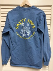 Salty Joes Long Sleeve T Shirt M Blue Skeleton Fishing Graphic Beach Outdoor