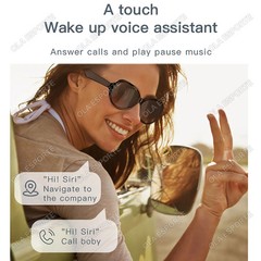 AI Smart Glasses Wireless Bluetooth V5.3 Sunglasses Outdoor Sport Call Music Te