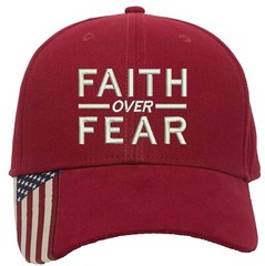 Faith Over Fear Embroidered Structured Adjustable One Size Fits All US Flag Bill