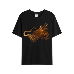 Fashion Trend Dragon Hot Diamonds Rhinestones Black Summer Luxury Men T-Shirt