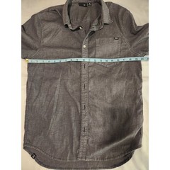Vans Mens Charcoal Gray Textured Slub Cotton Button Up Short Sleeve Shirt Medium