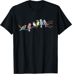 Colorful Birds on Branch Bird Watching Nature T-Shirt Unisex – H196