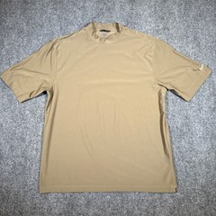 Nike Golf Dri-FIT UV Mock Neck Shirt Mens XL Tan Short Sleeve Tiger Woods