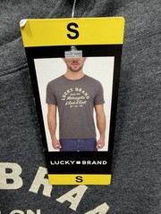 Lucky Brand Men’s T shirt Small Black Logo Cotton polyester rayon new with tag