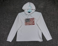 Polo Ralph Lauren T-Shirt Mens Medium White Hooded Embroidered American Flag USA