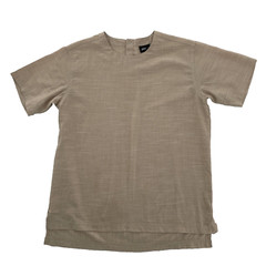 Publish Brand Shirt Mens M Woven Scoop Neck Beige Tan Short Sleeve Snaps Solid