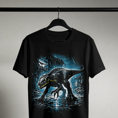Indoraptor Dinosaur T-Shirt Men Black Graphic Tee Jurassic Park Sci Fi Unisex