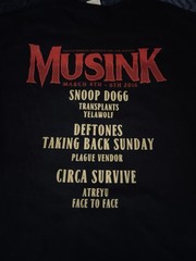 Musink Tattoo & Music Festival T Shirt Snoop Deftones Barker M NWOT