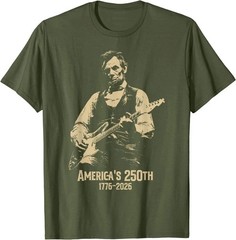 Abraham-Lincoln Playing Guitar 4th July 250th Anniversary T-Shirt