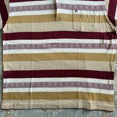 Vintage Pierre Cardin Paris Striped Polo Shirt XL Red Gold Geometric 80s Cotton