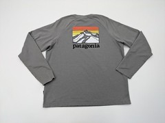 Patagonia Long Sleeve Logo T-Shirt Mens L Graphic Gray Organic Cotton