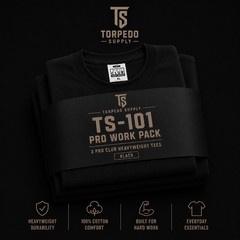 Pro Club Heavyweight 3-Pack T-Shirts 6.5 oz Work Tee | TS-101 (BLACK OR WHITE)