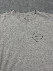 RVCA Shirt Mens M Gray Standard Tee Left Chest Logo Graphic Tee Tagless Casual