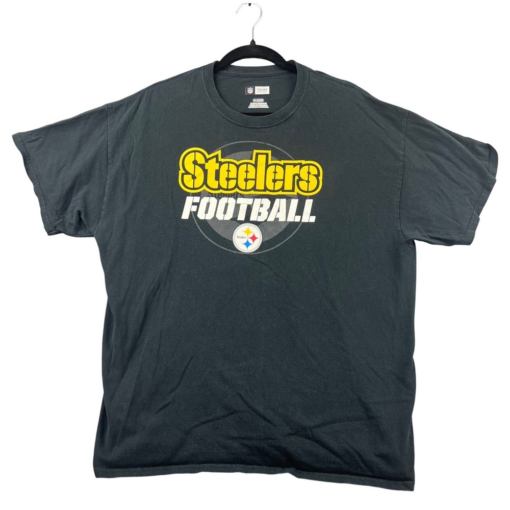 NFL Team Apparel Pittsburgh Steelers Football Graphic T-Shirt Black Mens XL